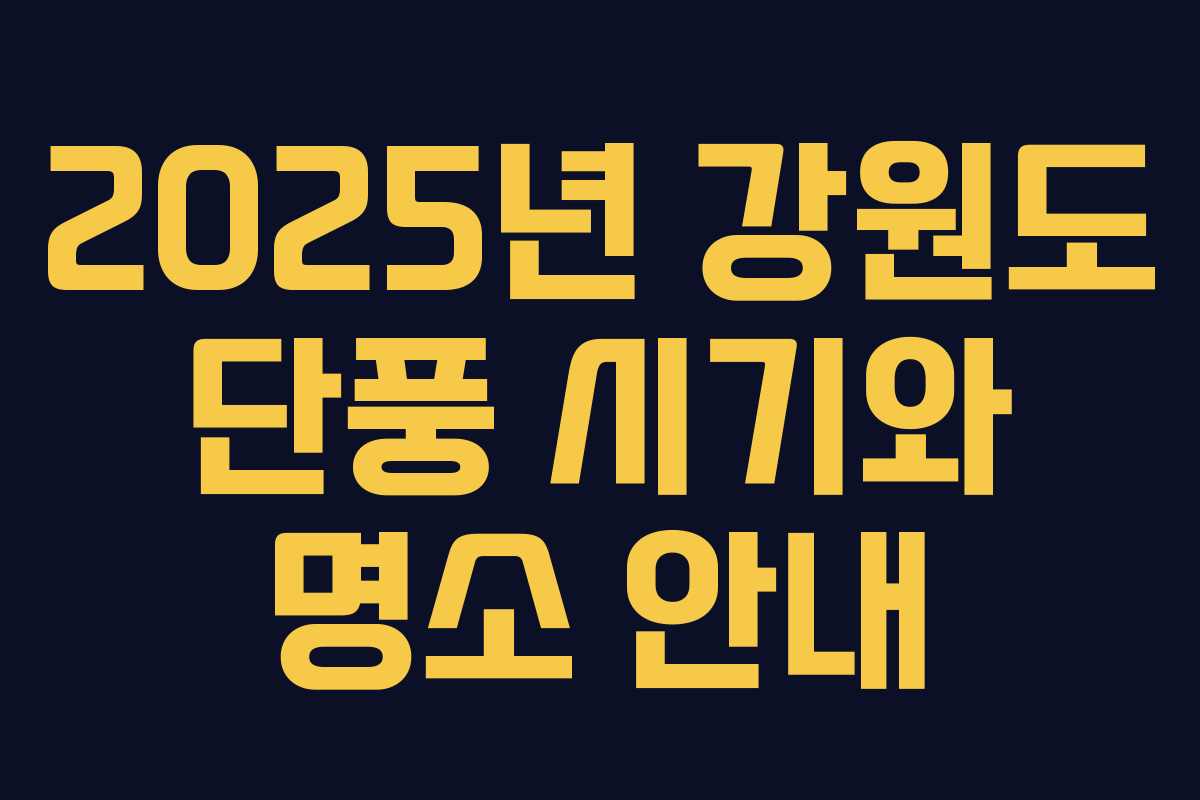 2025년 강원도 단풍 시기와 명소 안내