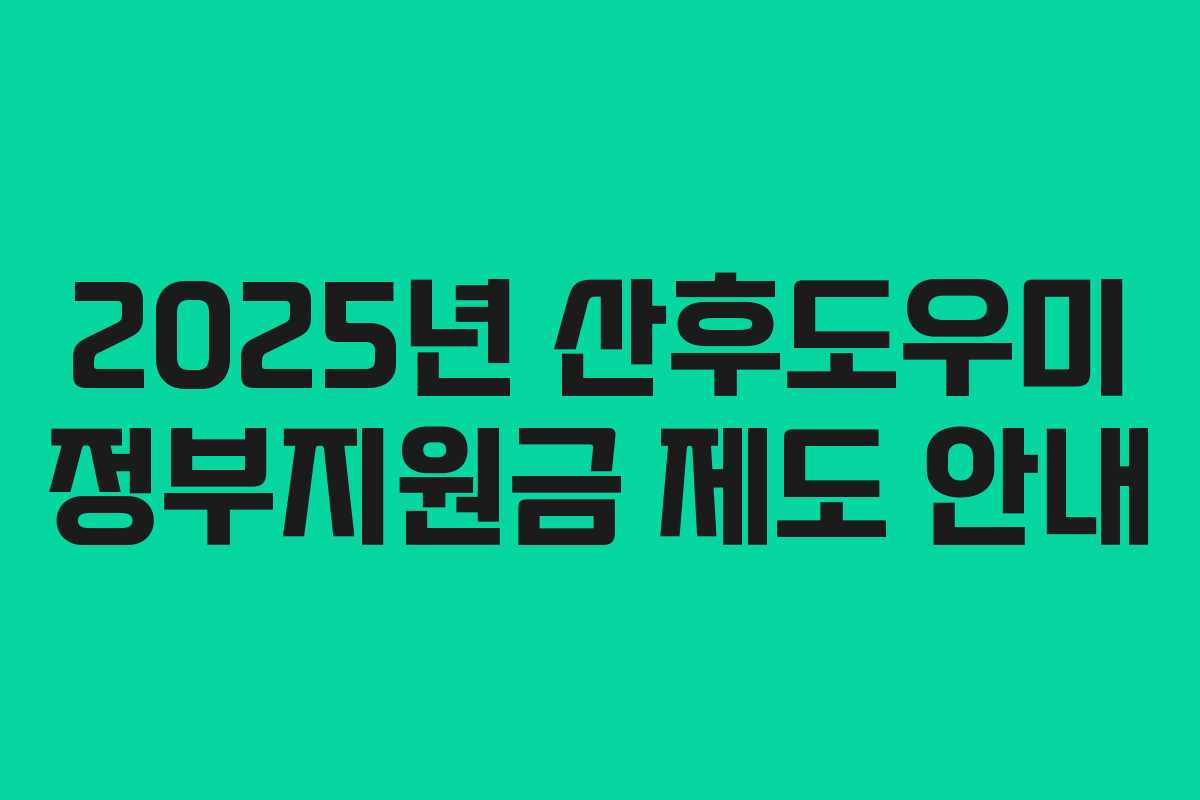 2025년 산후도우미 정부지원금 제도 안내 2025년 산후도우미 정부지원금 제도 안내