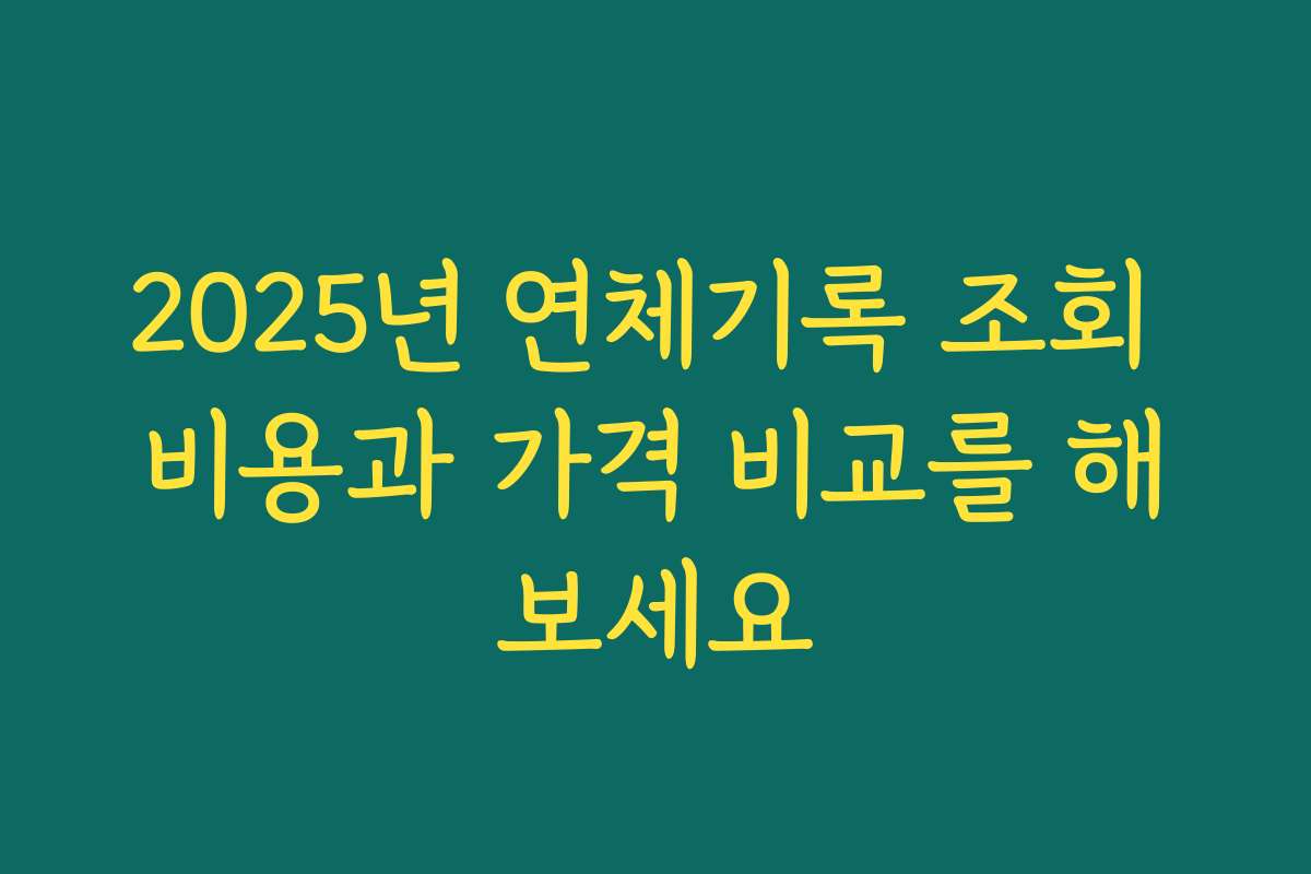 2025년 연체기록 조회 비용과 가격 비교를 해보세요
