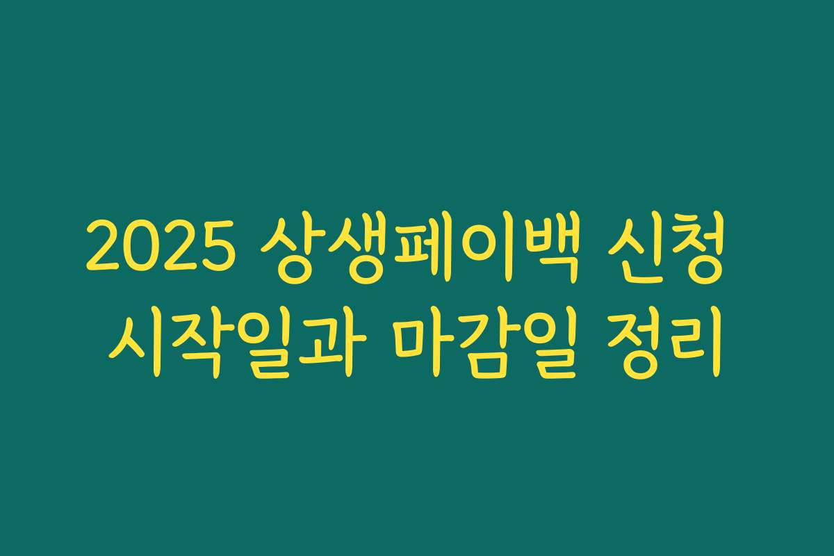 2025 상생페이백 신청 시작일과 마감일 정리 2025 상생페이백 신청 시작일과 마감일 정리