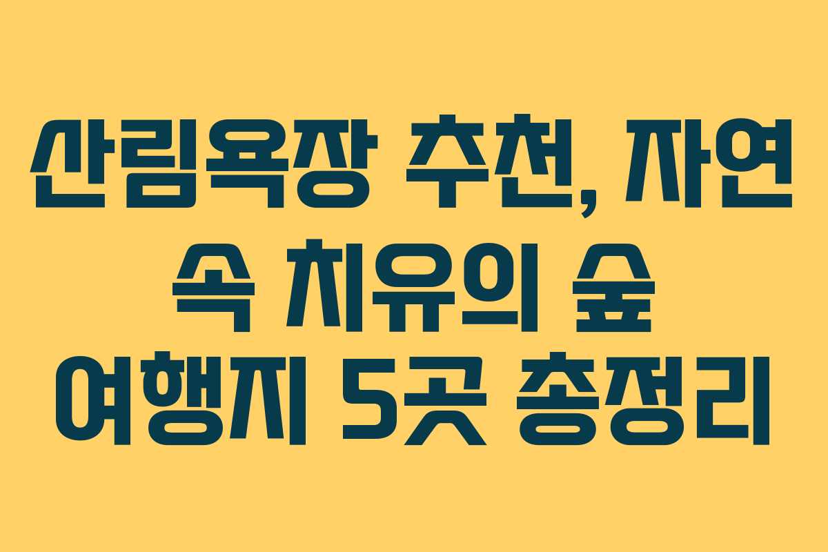 산림욕장 추천, 자연 속 치유의 숲 여행지 5곳 총정리