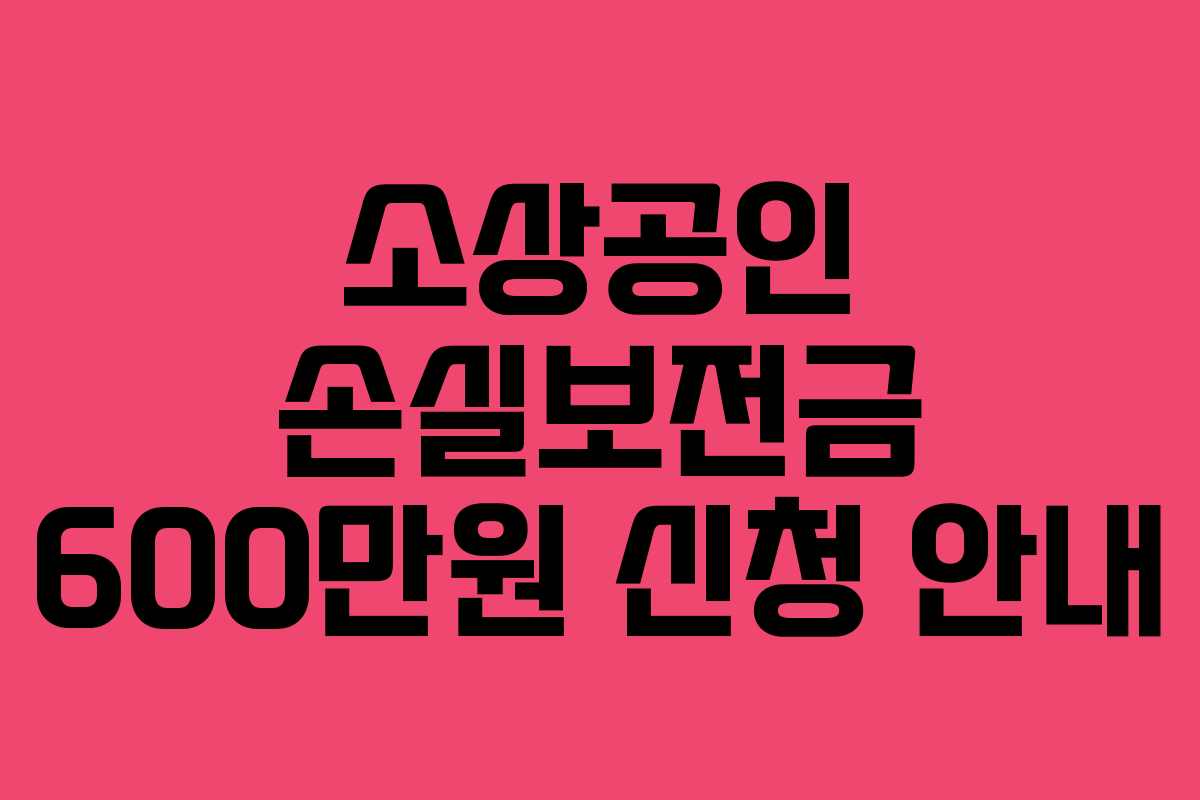 소상공인 손실보전금 600만원 신청 안내
