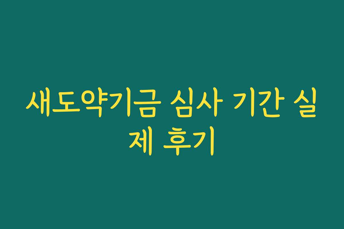 새도약기금 심사 기간 실제 후기