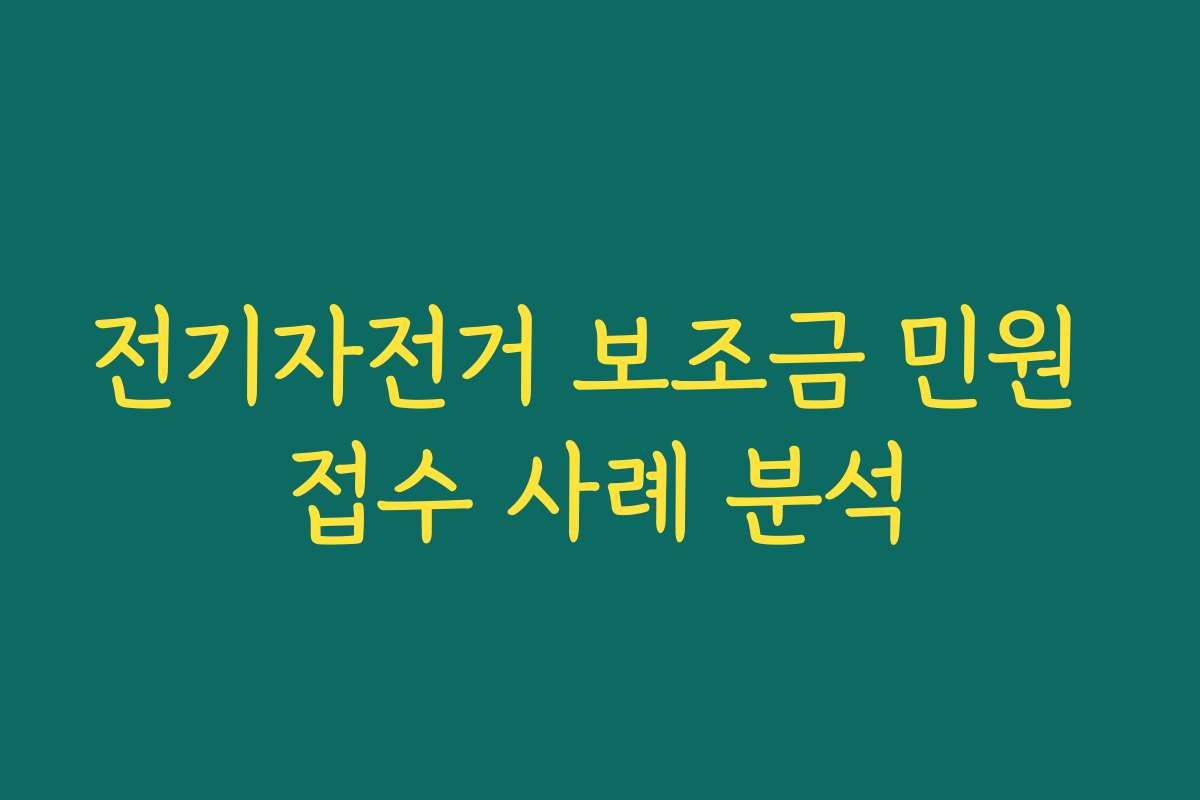전기자전거 보조금 민원 접수 사례 분석 전기자전거 보조금 민원 접수 사례 분석