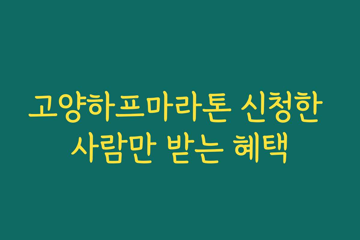 고양하프마라톤 신청한 사람만 받는 혜택