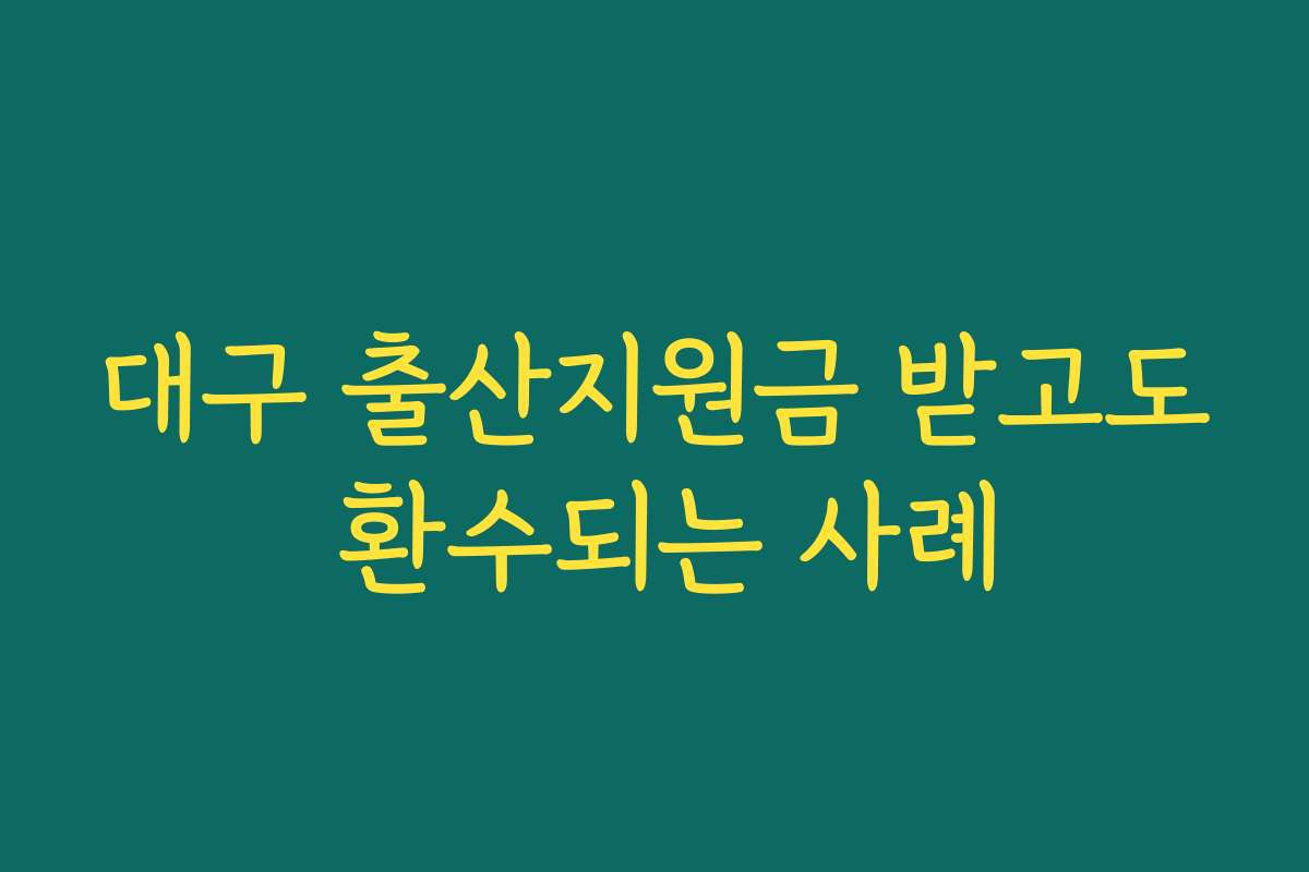 대구 출산지원금 받고도 환수되는 사례