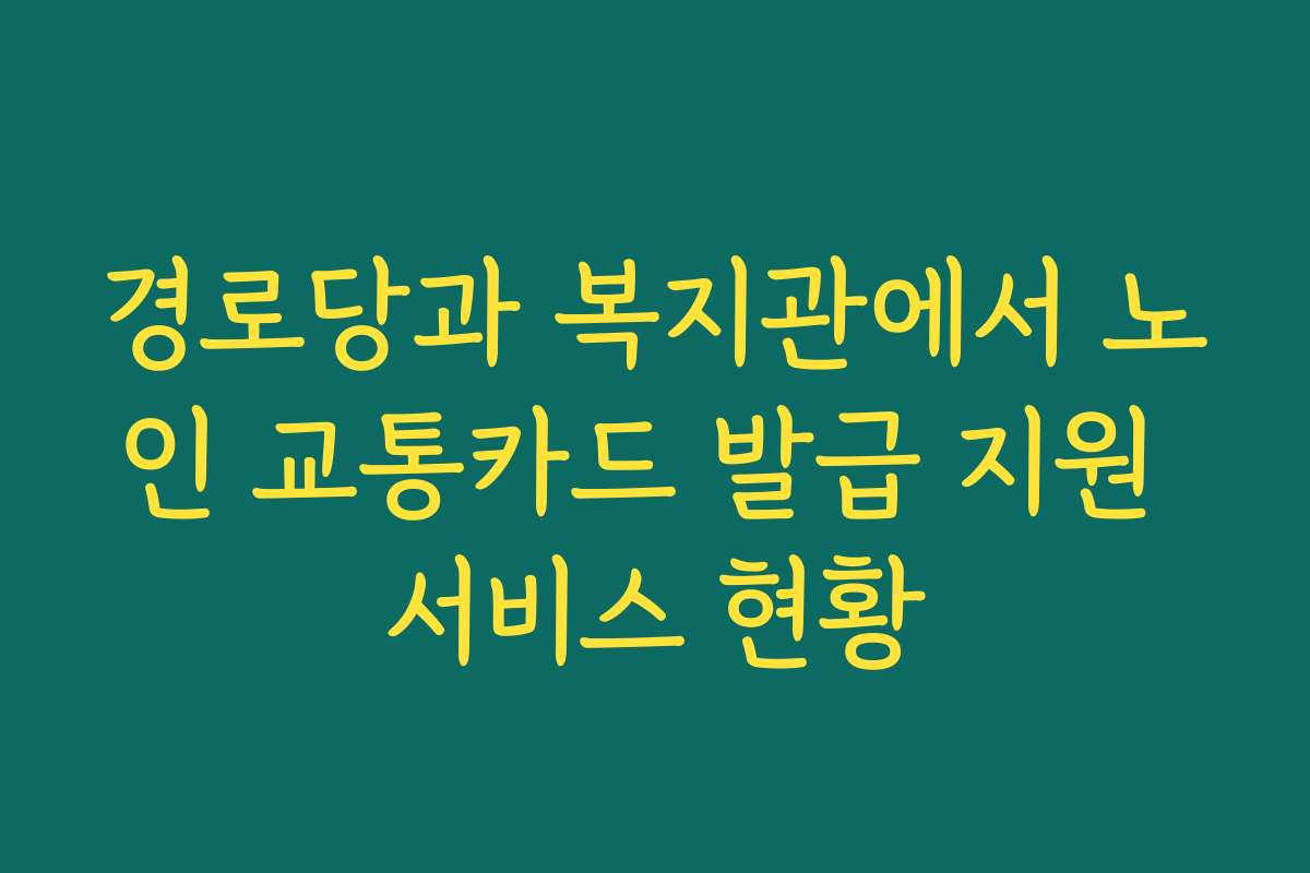 경로당과 복지관에서 노인 교통카드 발급 지원 서비스 현황
