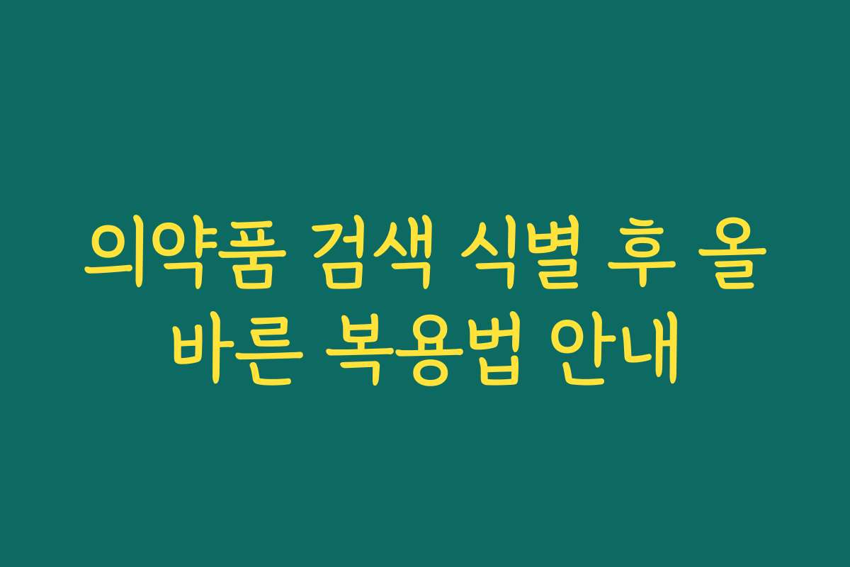 의약품 검색 식별 후 올바른 복용법 안내 의약품 검색 식별 후 올바른 복용법 안내