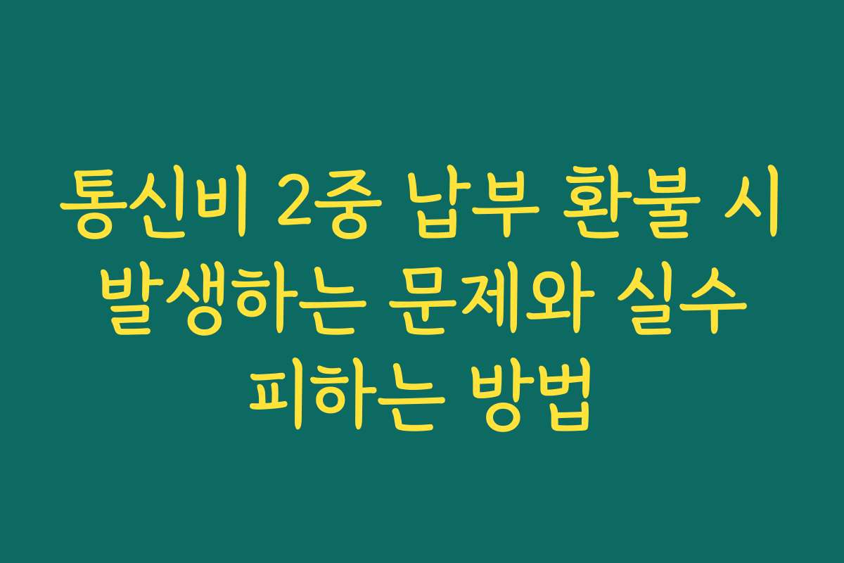 통신비 2중 납부 환불 시 발생하는 문제와 실수 피하는 방법