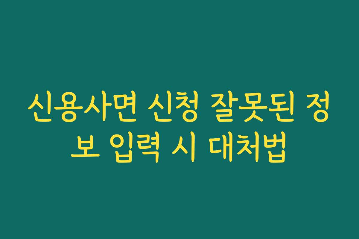 신용사면 신청 잘못된 정보 입력 시 대처법