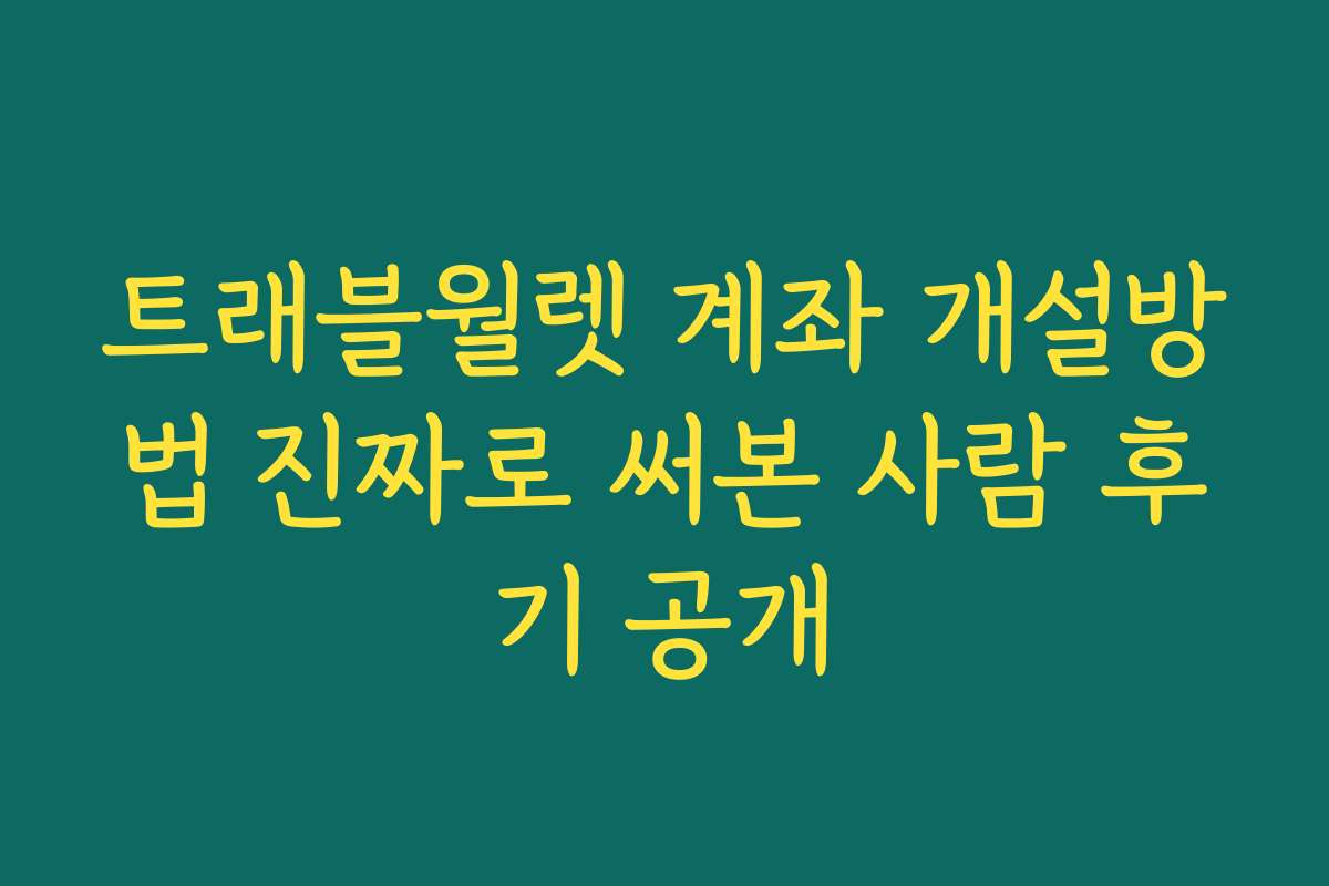 트래블월렛 계좌 개설방법 진짜로 써본 사람 후기 공개
