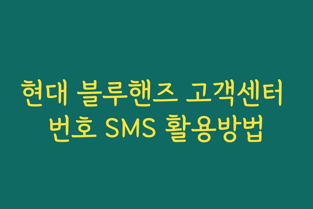 현대 블루핸즈 고객센터 번호 SMS 활용방법
