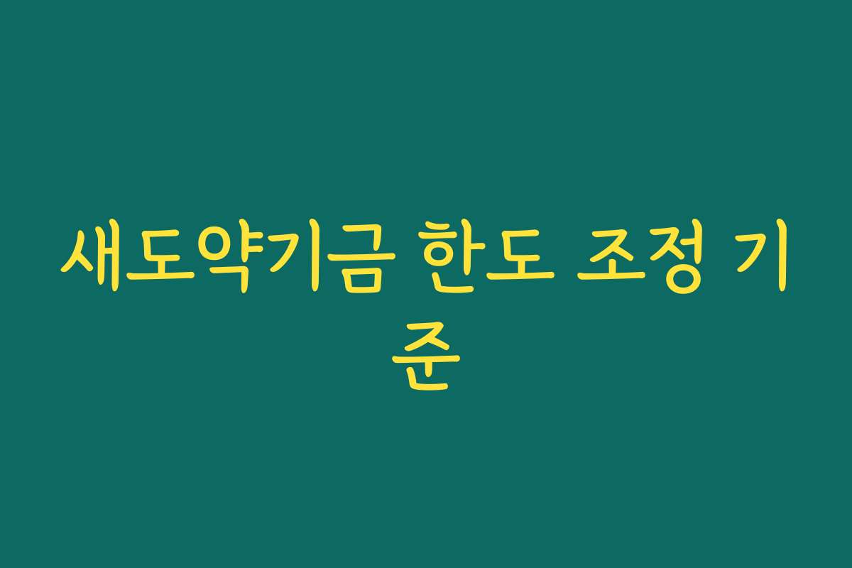 새도약기금 한도 조정 기준