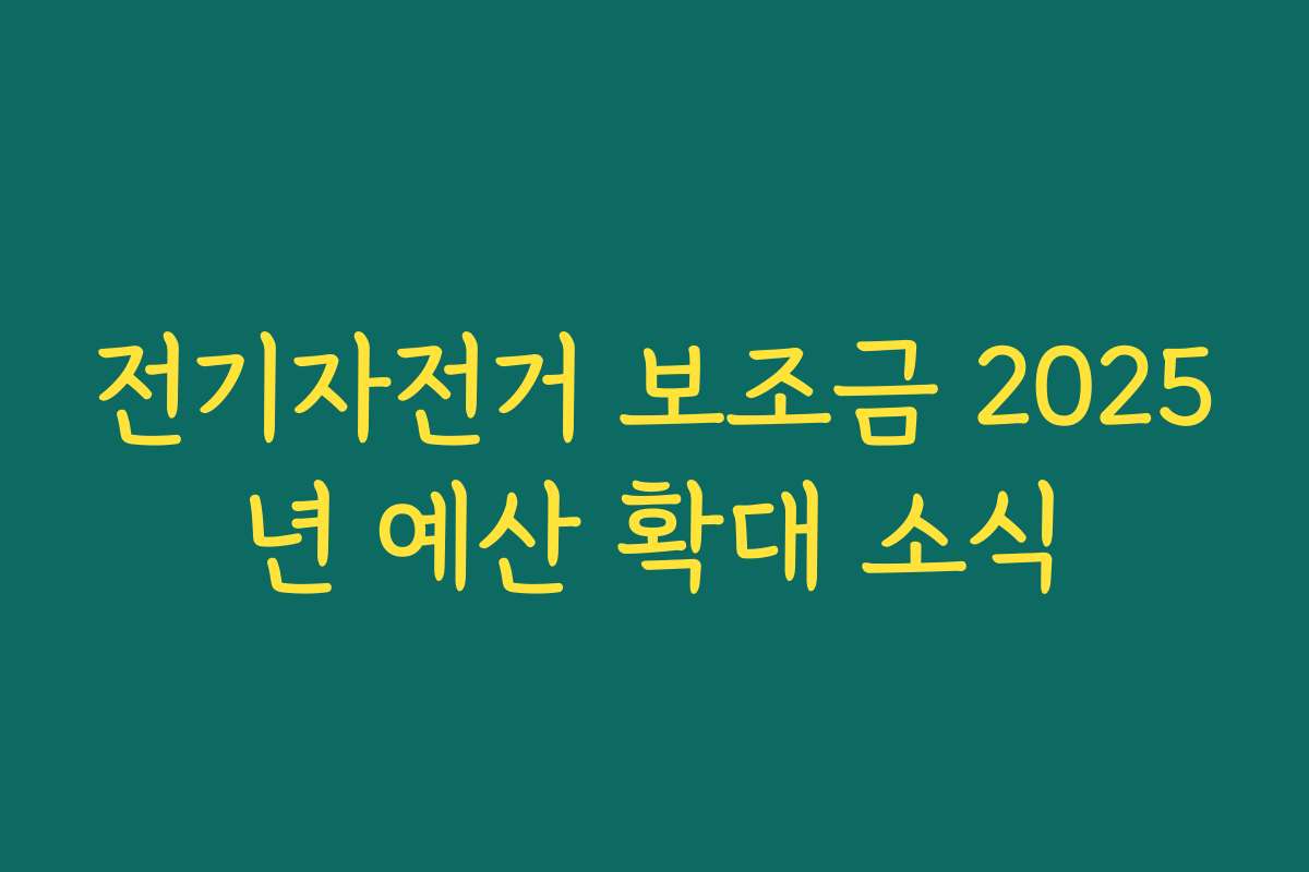 전기자전거 보조금 2025년 예산 확대 소식 전기자전거 보조금 2025년 예산 확대 소식