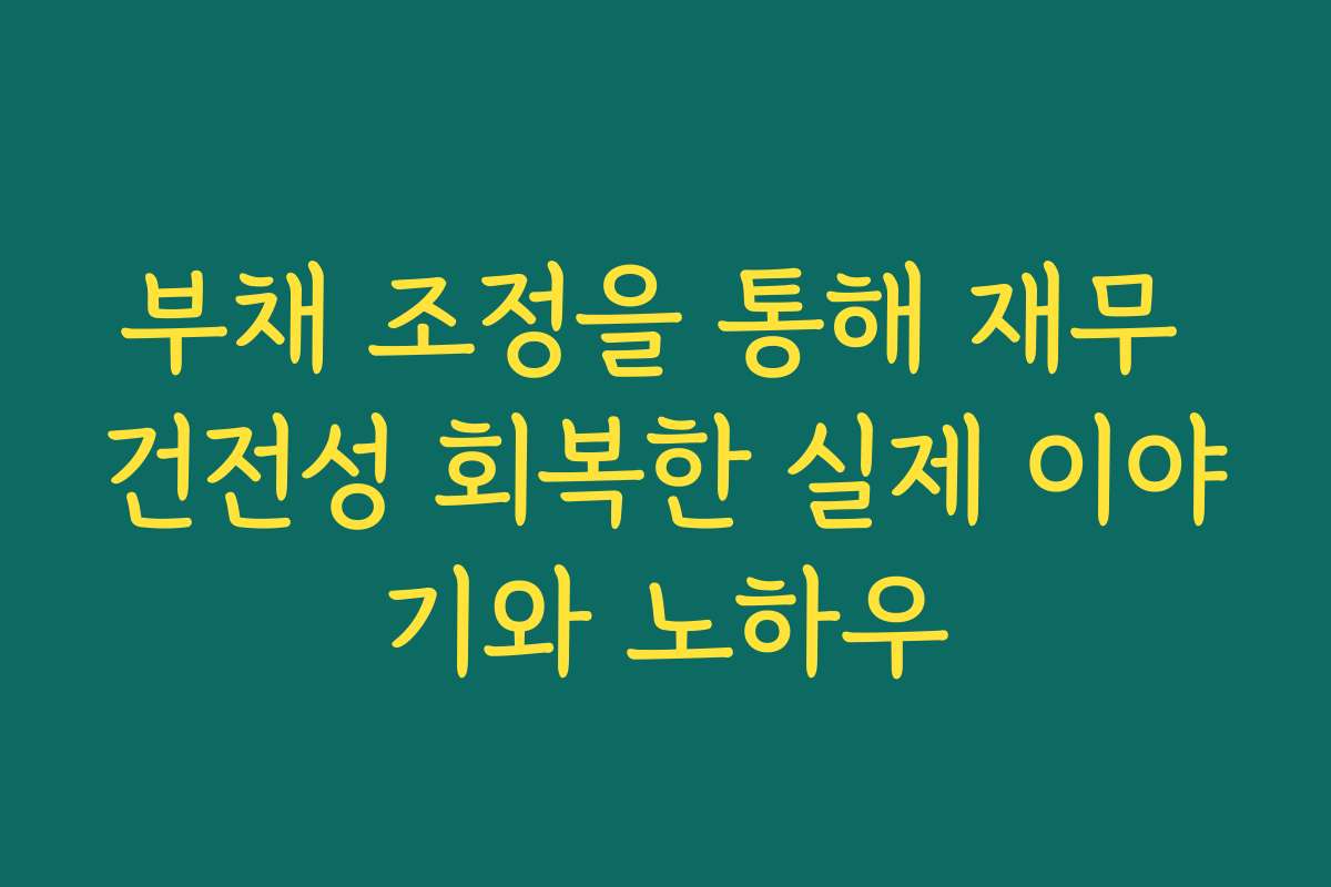 부채 조정을 통해 재무 건전성 회복한 실제 이야기와 노하우