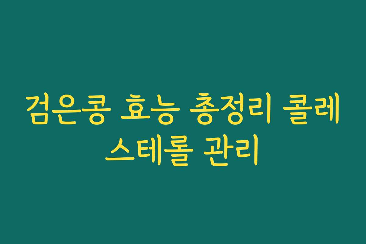 검은콩 효능 총정리 콜레스테롤 관리