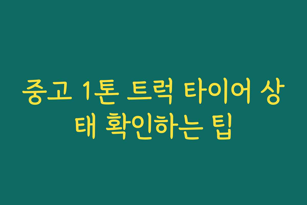 중고 1톤 트럭 타이어 상태 확인하는 팁 중고 1톤 트럭 타이어 상태 확인하는 팁