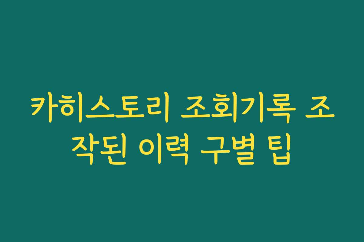카히스토리 조회기록 조작된 이력 구별 팁