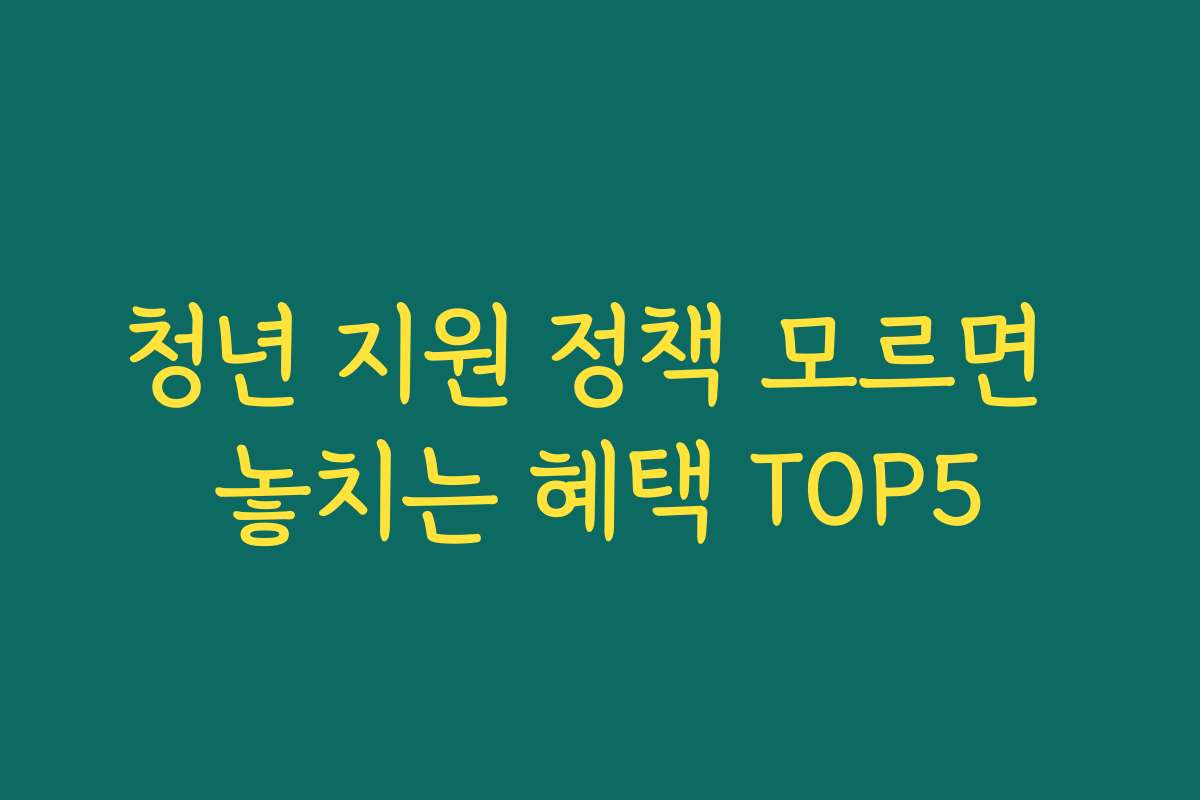 청년 지원 정책 모르면 놓치는 혜택 TOP5
