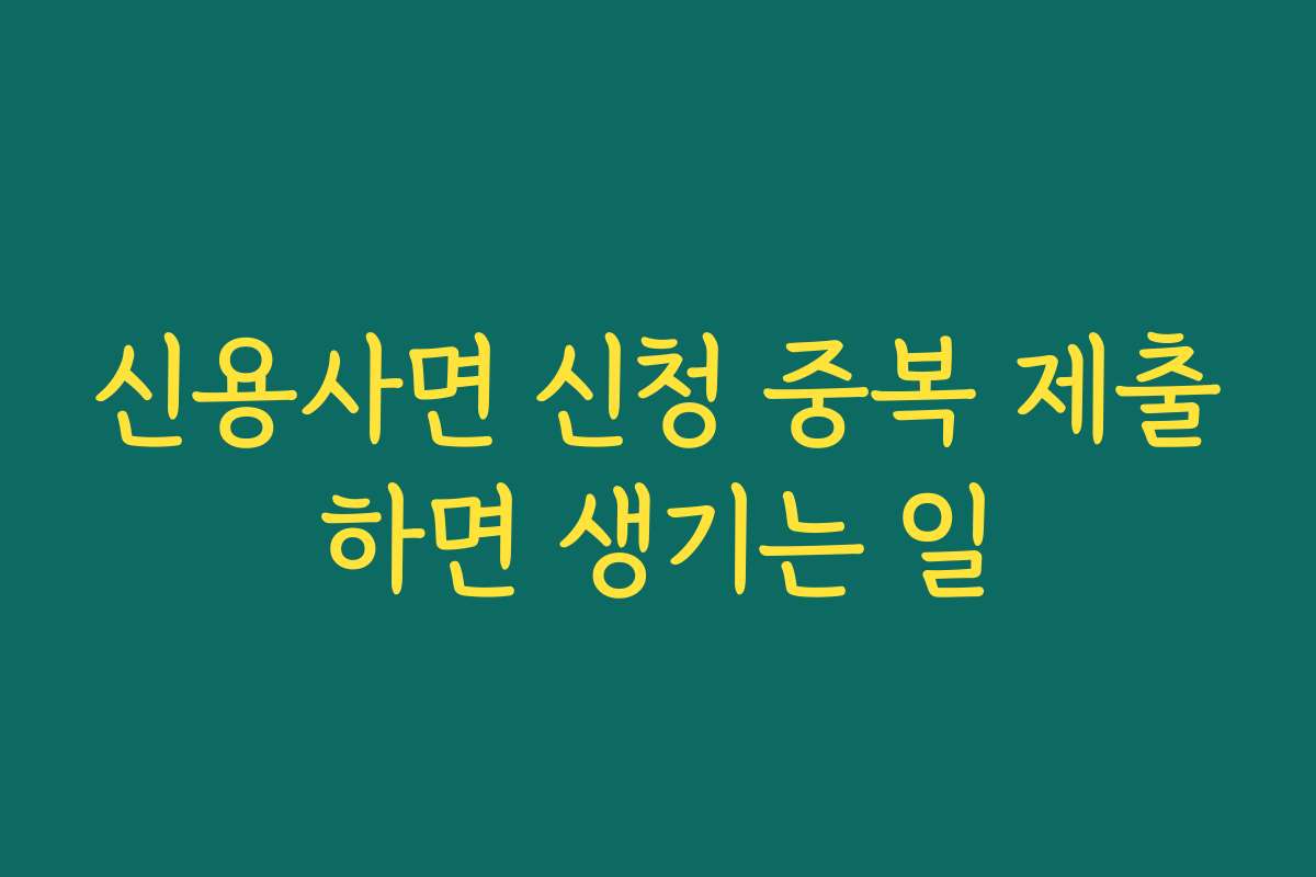 신용사면 신청 중복 제출하면 생기는 일