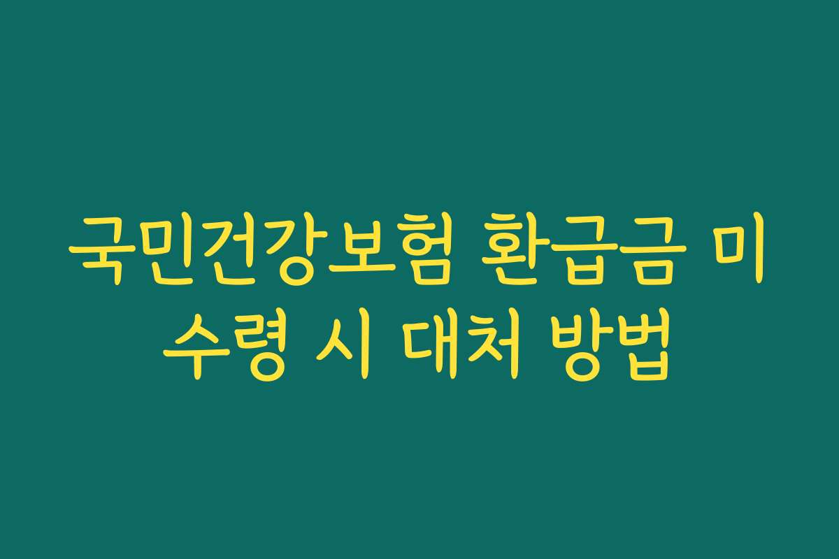국민건강보험 환급금 미수령 시 대처 방법