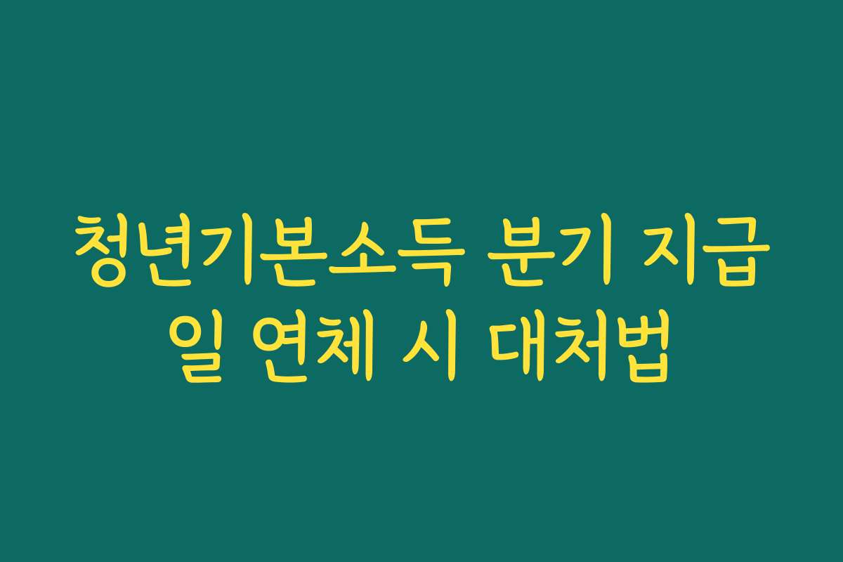 청년기본소득 분기 지급일 연체 시 대처법