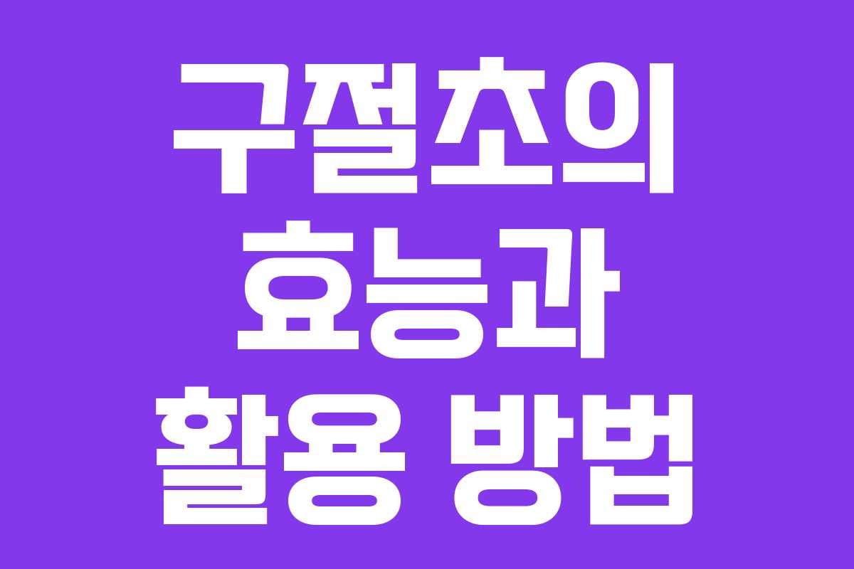 구절초의 효능과 활용 방법