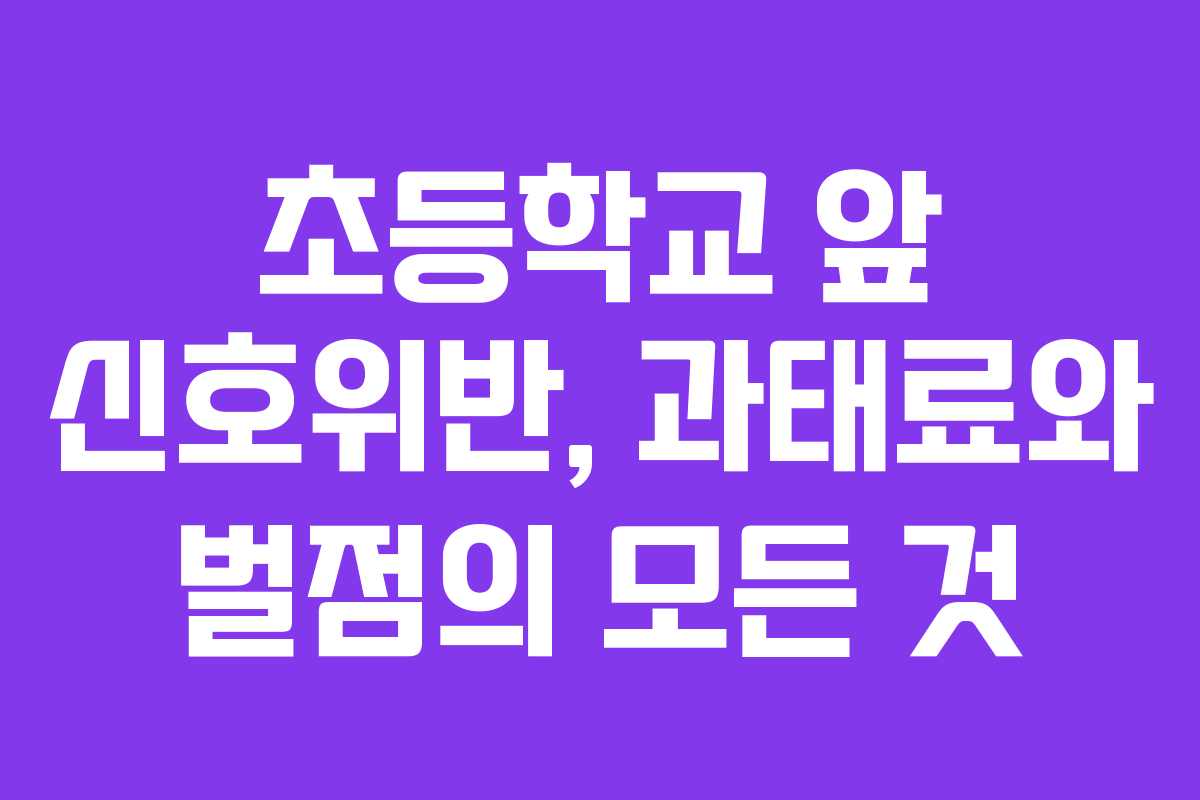 초등학교 앞 신호위반, 과태료와 벌점의 모든 것