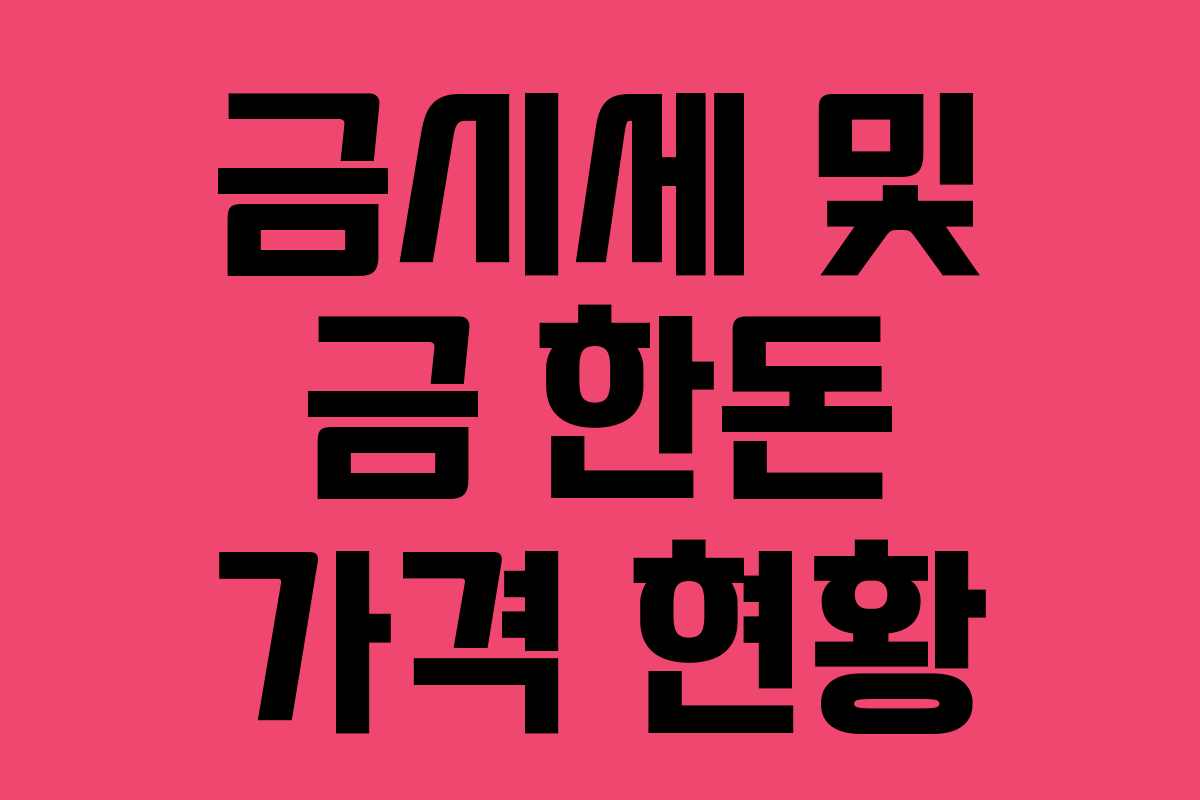 금시세 및 금 한돈 가격 현황