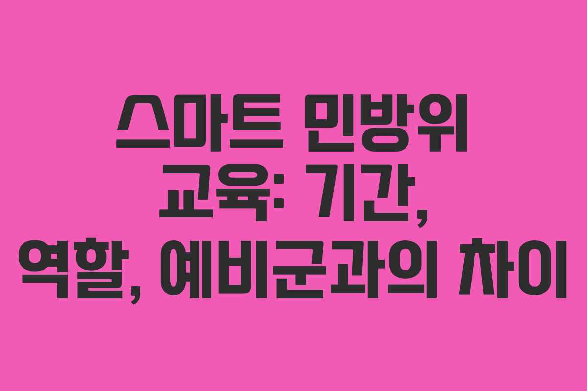 스마트 민방위 교육: 기간, 역할, 예비군과의 차이
