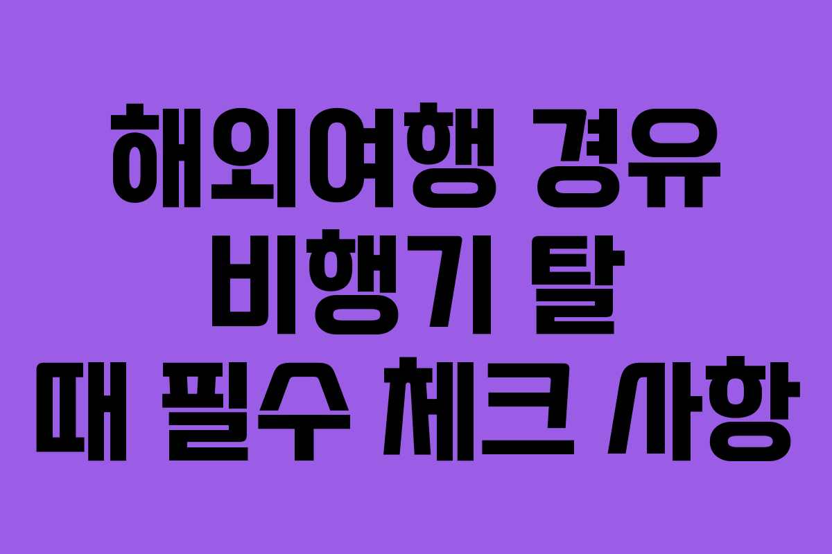해외여행 경유 비행기 탈 때 필수 체크 사항 해외여행 경유 비행기 탈 때 필수 체크 사항