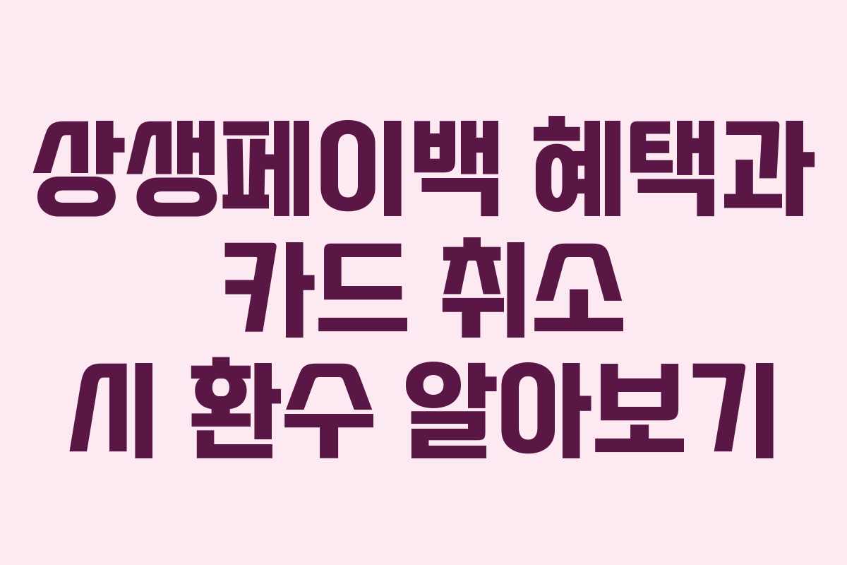 상생페이백 혜택과 카드 취소 시 환수 알아보기