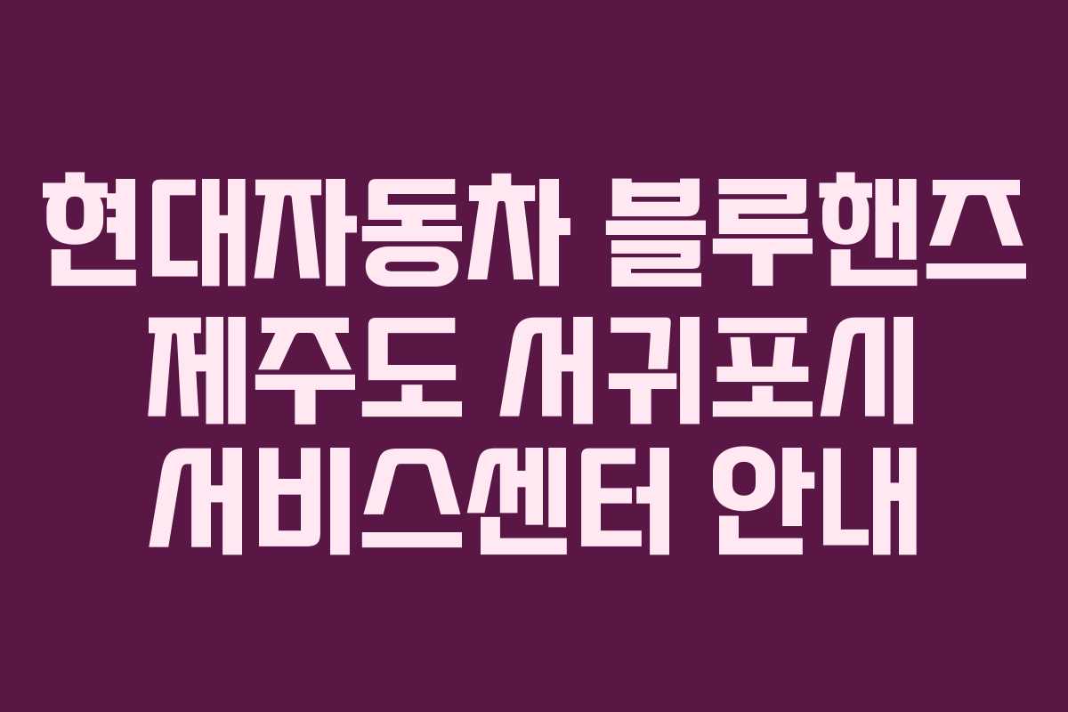 현대자동차 블루핸즈 제주도 서귀포시 서비스센터 안내