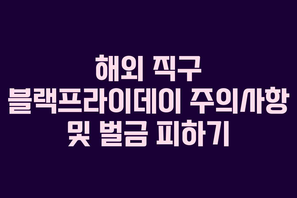 해외 직구 블랙프라이데이 주의사항 및 벌금 피하기 해외 직구 블랙프라이데이 주의사항 및 벌금 피하기