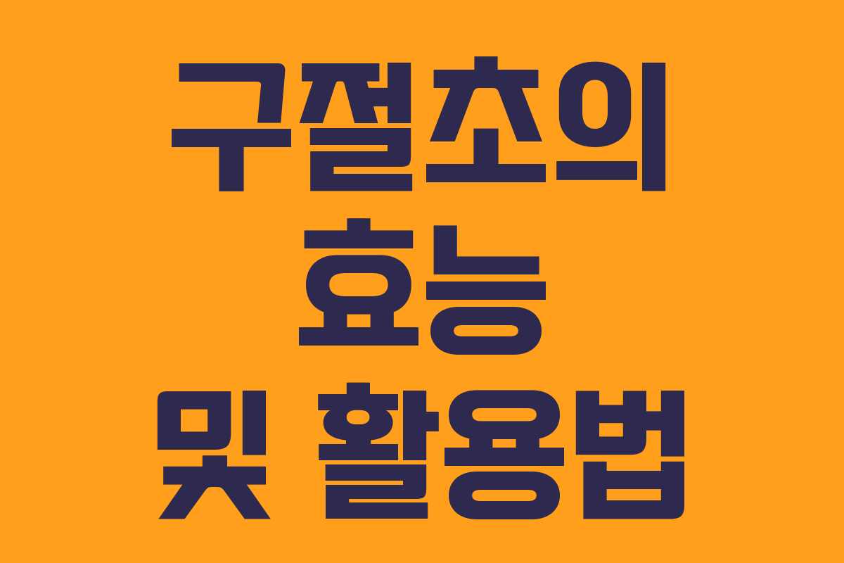 구절초의 효능 및 활용법