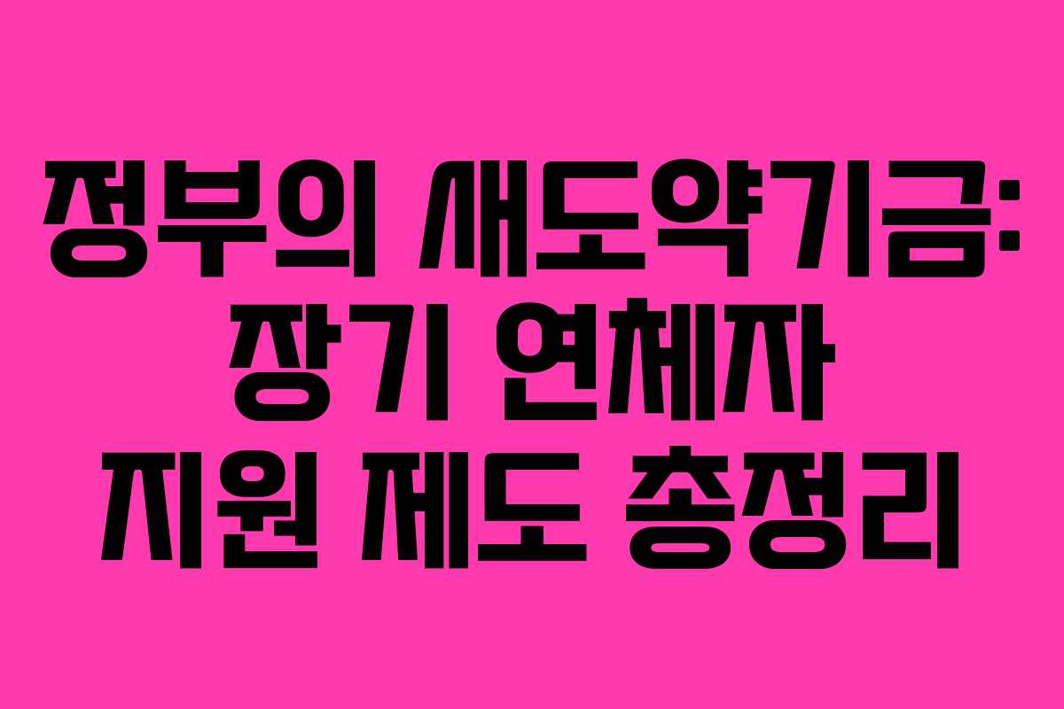 정부의 새도약기금: 장기 연체자 지원 제도 총정리 정부의 새도약기금: 장기 연체자 지원 제도 총정리