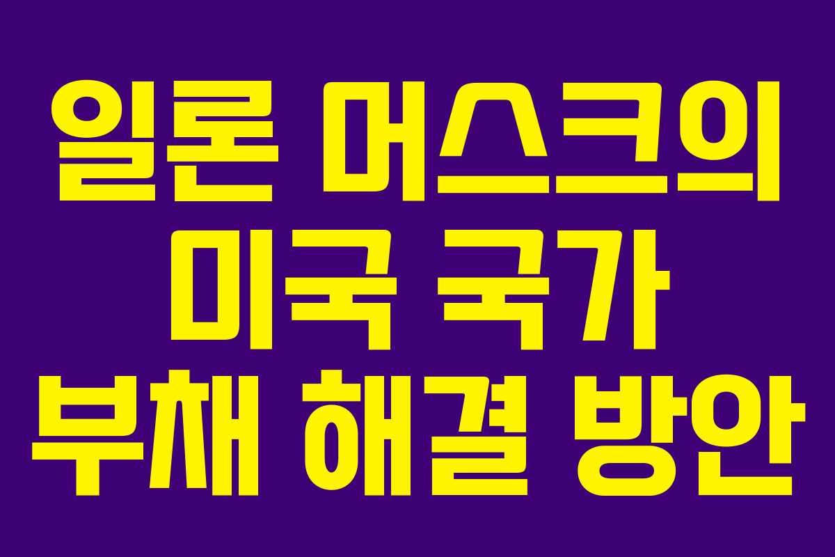 일론 머스크의 미국 국가 부채 해결 방안