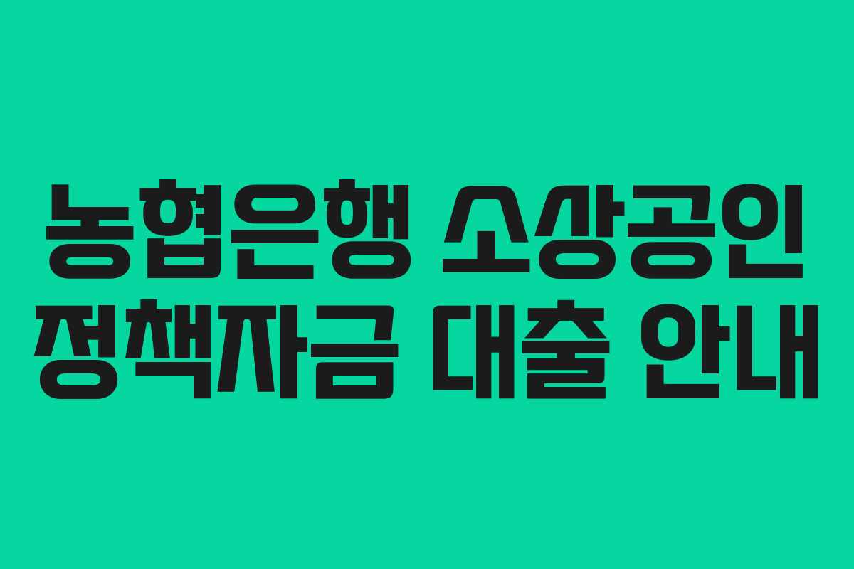 농협은행 소상공인 정책자금 대출 안내