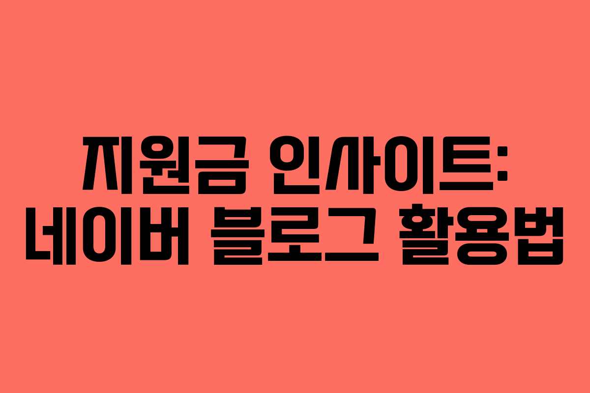 지원금 인사이트: 네이버 블로그 활용법