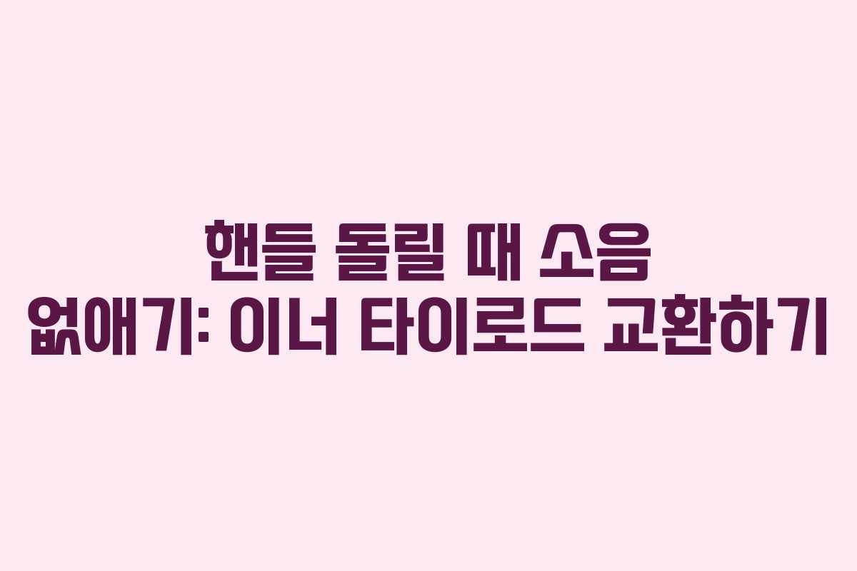핸들 돌릴 때 소음 없애기: 이너 타이로드 교환하기 핸들 돌릴 때 소음 없애기: 이너 타이로드 교환하기