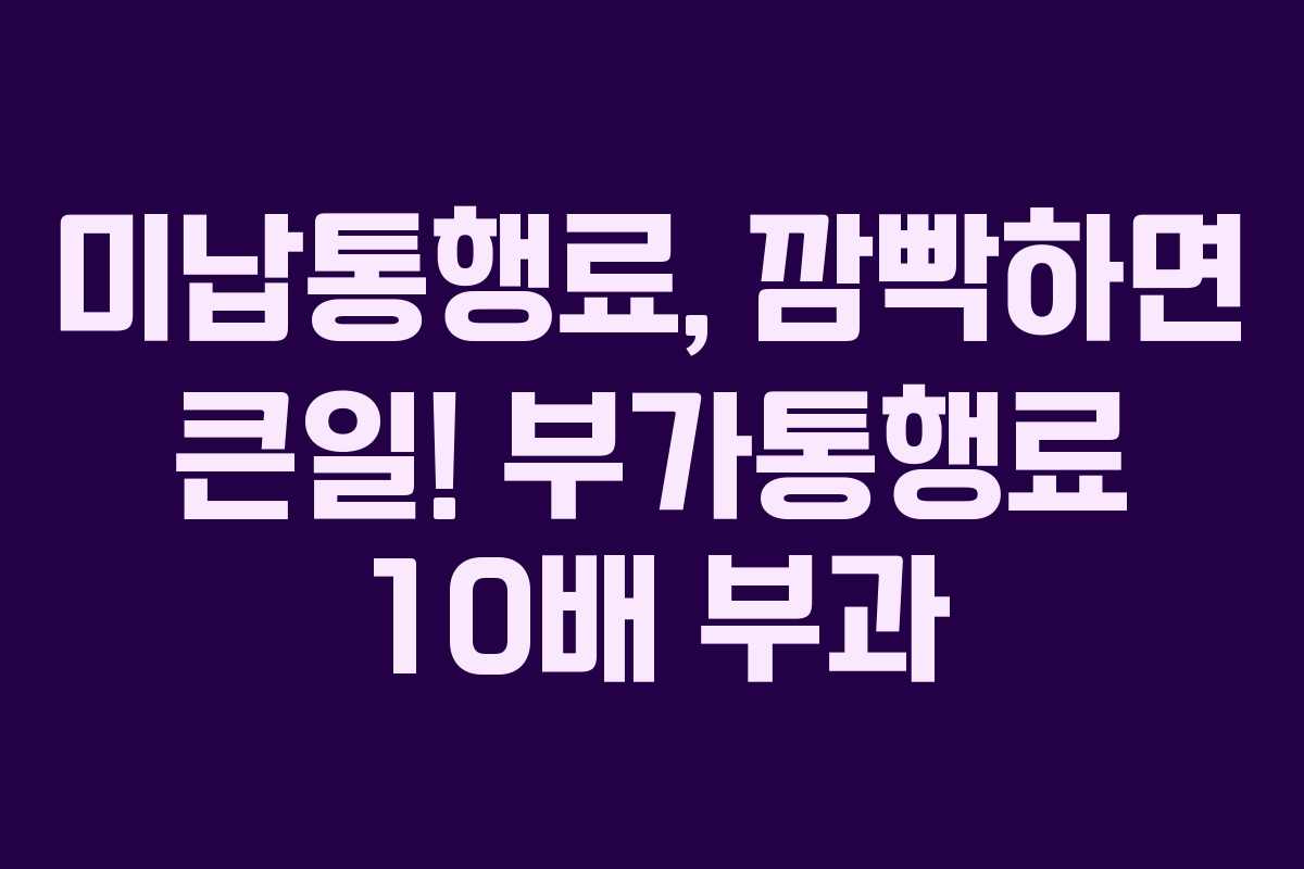 미납통행료, 깜빡하면 큰일! 부가통행료 10배 부과 미납통행료, 깜빡하면 큰일! 부가통행료 10배 부과
