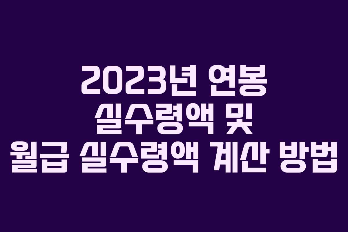 2023년 연봉 실수령액 및 월급 실수령액 계산 방법