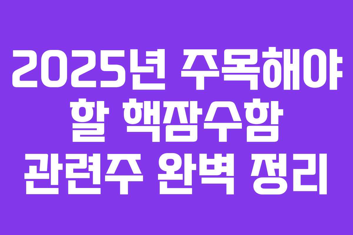 2025년 주목해야 할 핵잠수함 관련주 완벽 정리