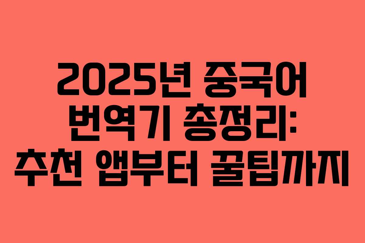 2025년 중국어 번역기 총정리: 추천 앱부터 꿀팁까지