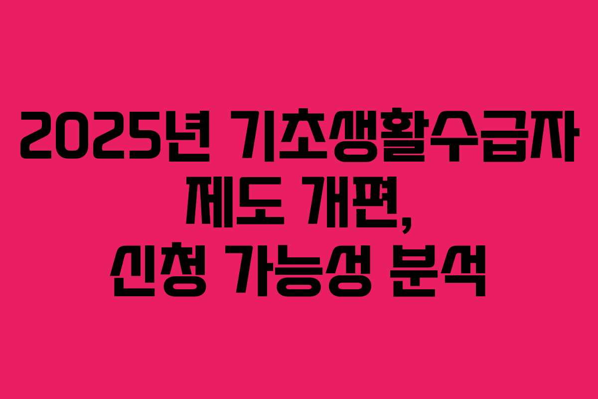 2025년 기초생활수급자 제도 개편, 신청 가능성 분석 2025년 기초생활수급자 제도 개편, 신청 가능성 분석