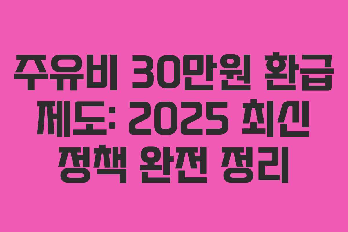 주유비 30만원 환급 제도: 2025 최신 정책 완전 정리