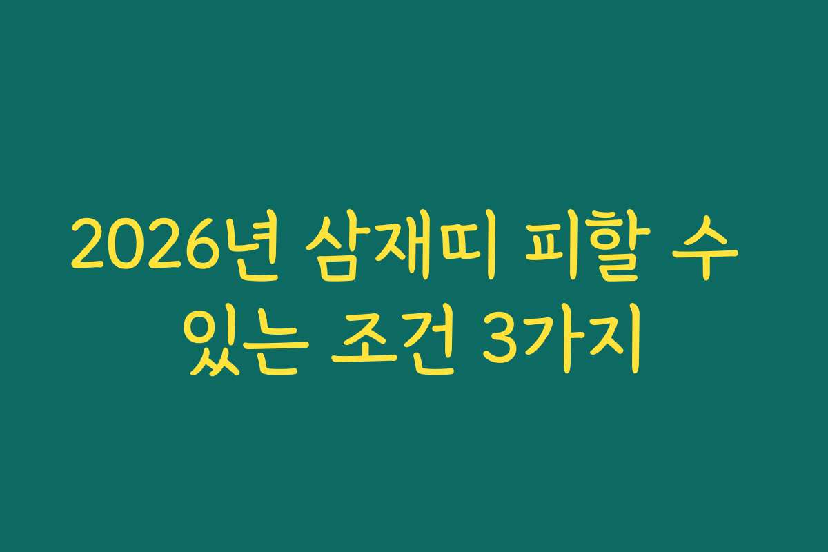 2026년 삼재띠 피할 수 있는 조건 3가지
