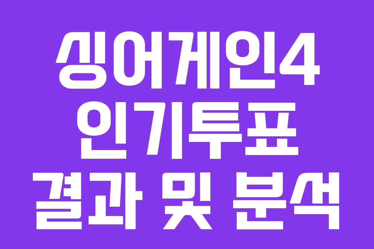 싱어게인4 인기투표 결과 및 분석