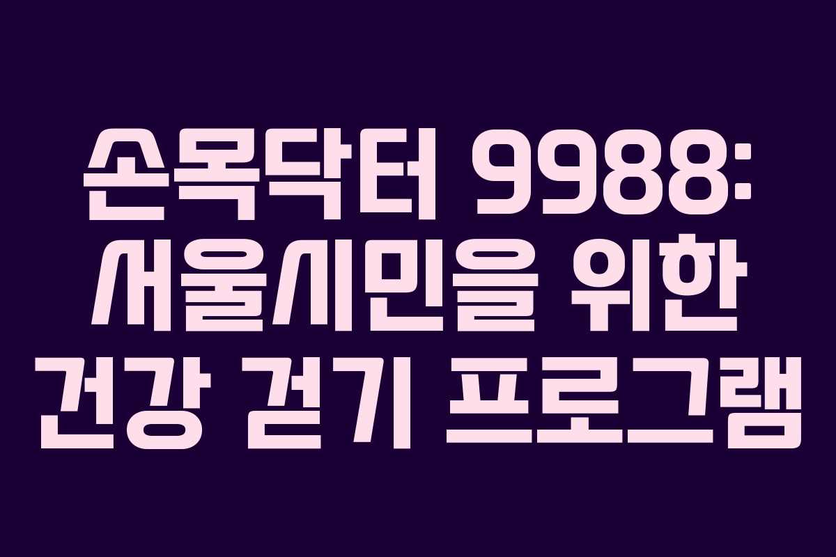 손목닥터 9988: 서울시민을 위한 건강 걷기 프로그램 손목닥터 9988: 서울시민을 위한 건강 걷기 프로그램