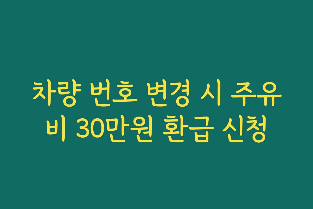 차량 번호 변경 시 주유비 30만원 환급 신청 차량 번호 변경 시 주유비 30만원 환급 신청